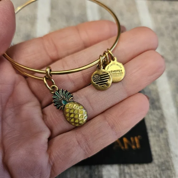 NWT Alex and Ani Gold Pineapple Bangle - Picture 2 of 4
